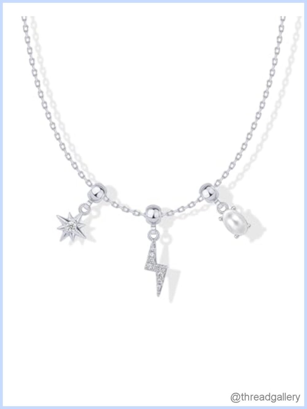 14K Gold Plated Multi Charm Pendant Necklace Adjustable Sliding Chain